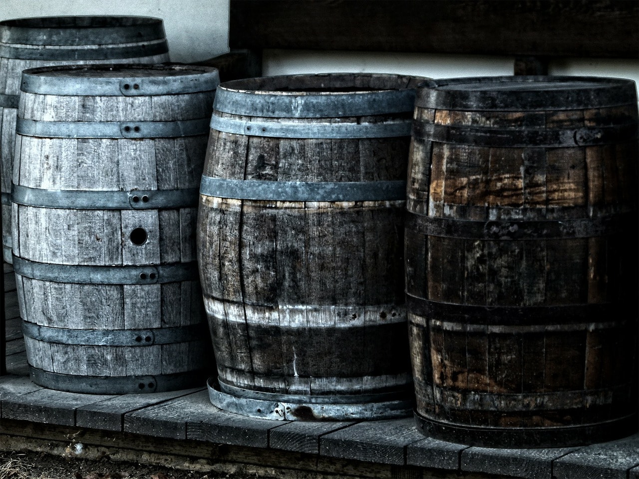 Barrels similar to those used by John Watling's Distillery
