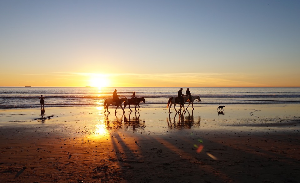 Horseback riding on beach